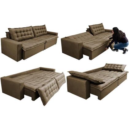 Sofá Sem Caixa Retrátil Reclinável 2,15m Cama inBox França Velusoft Castor Imagem de Sofá Sem Caixa Retrátil Reclinável 2,15m Cama inBox França Velusoft Castor