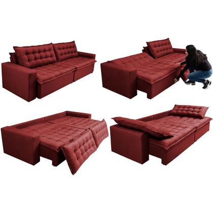Sofá Sem Caixa Retrátil Reclinável 2,15m Cama inBox França Velusoft Vermelho Imagem de Sofá Sem Caixa Retrátil Reclinável 2,15m Cama inBox França Velusoft Vermelho