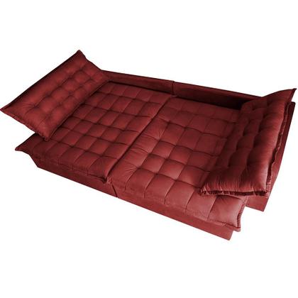 Sofá Sem Caixa Retrátil Reclinável 2,15m Cama inBox França Velusoft Vermelho Imagem de Sofá Sem Caixa Retrátil Reclinável 2,15m Cama inBox França Velusoft Vermelho