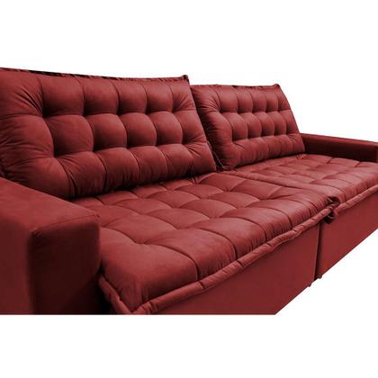 Sofá Sem Caixa Retrátil Reclinável 2,15m Cama inBox França Velusoft Vermelho Imagem de Sofá Sem Caixa Retrátil Reclinável 2,15m Cama inBox França Velusoft Vermelho