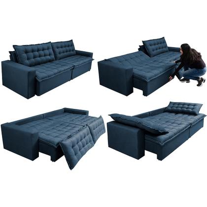 Imagem de Sofá Sem Caixa Retrátil Reclinável 2,35m Cama inBox França Velusoft Azul