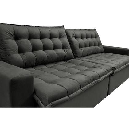 Sofá Sem Caixa Retrátil Reclinável 2,35m Cama inBox França Velusoft Cinza Imagem de Sofá Sem Caixa Retrátil Reclinável 2,35m Cama inBox França Velusoft Cinza