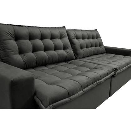 Sofá Sem Caixa Retrátil Reclinável 2,75m Cama inBox França Velusoft Cinza Imagem de Sofá Sem Caixa Retrátil Reclinável 2,75m Cama inBox França Velusoft Cinza