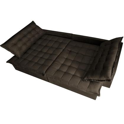 Sofá Sem Caixa Retrátil Reclinável 2,95m Cama inBox França Velusoft Café Imagem de Sofá Sem Caixa Retrátil Reclinável 2,95m Cama inBox França Velusoft Café