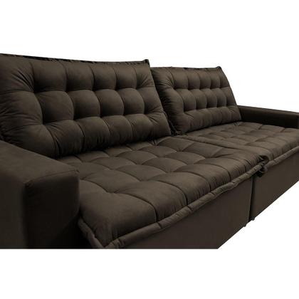 Sofá Sem Caixa Retrátil Reclinável 2,95m Cama inBox França Velusoft Café Imagem de Sofá Sem Caixa Retrátil Reclinável 2,95m Cama inBox França Velusoft Café