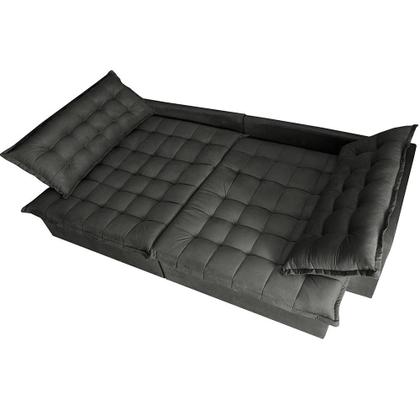Sofá Sem Caixa Retrátil Reclinável 2,95m Cama inBox França Velusoft Cinza Imagem de Sofá Sem Caixa Retrátil Reclinável 2,95m Cama inBox França Velusoft Cinza