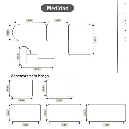 Imagem de Sofá Super Luxo Venari 3,40M Com Módulo Ilha e Chaise com Braço Slim Almofadas Decorativas e Vários Tecidos
