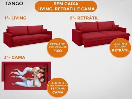Imagem de Sofá Tango 1,80m sem caixa, Retrátil e Reclinável Velosuede Vermelho - NETSOFAS