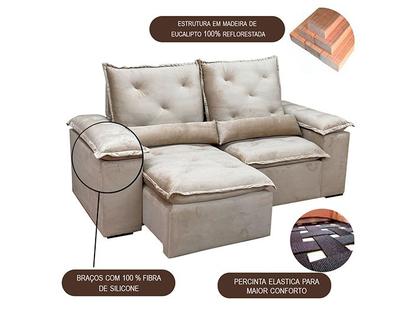 Sofá Veludo Retrátil Reclinável Luxo Conforto Athenas Premium 2,00m - Fernandes Imagem de Sofá Veludo Retrátil Reclinável Luxo Conforto Athenas Premium 2,00m