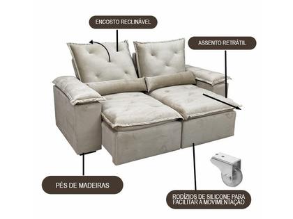 Sofá Veludo Retrátil Reclinável Luxo Conforto Athenas Premium 2,00m - Fernandes Imagem de Sofá Veludo Retrátil Reclinável Luxo Conforto Athenas Premium 2,00m