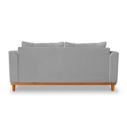 Imagem de Sofá Viena Beny 03 Lugares Com Base de Madeira Linho Cinza