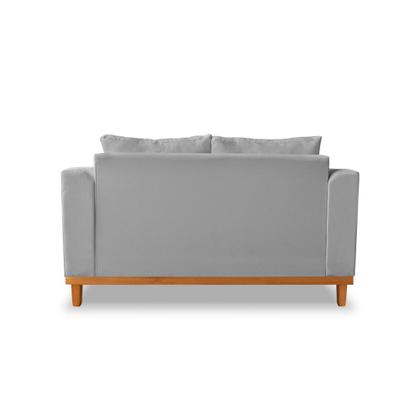 Imagem de Sofá Viena Beny 2 Lugares Com Base de Madeira Linho Cinza