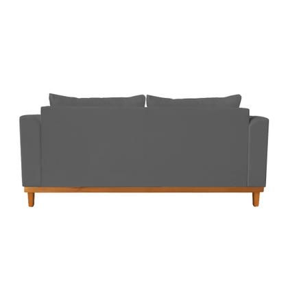 Imagem de Sofá Viena Beny 3 Lugares Com Base de Madeira Namoradeira Suede Cinza