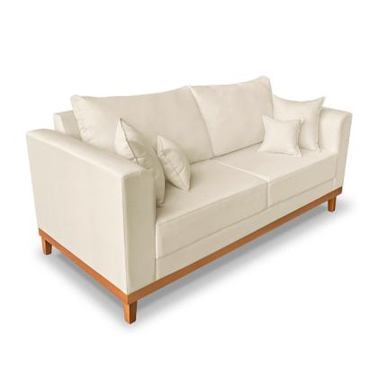 Imagem de Sofá Viena Beny 3 Lugares Com Base de Madeira Suede Bege