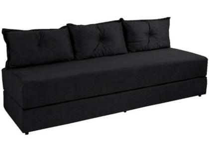 Imagem de Sofanete Sofá com 3 Almofadas Multiuso Suede Preto - AL Móveis
