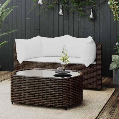 Imagem de Sofás Patio Corner VidaXL Brown Poly Rattan, conjunto de 2