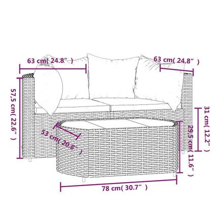 Imagem de Sofás Patio Corner VidaXL Brown Poly Rattan, conjunto de 2