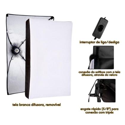 Imagem de Softbox 50x70cm TUDOPRAFOTO Bivolt + Tripé 2m + Bolsa de Transporte