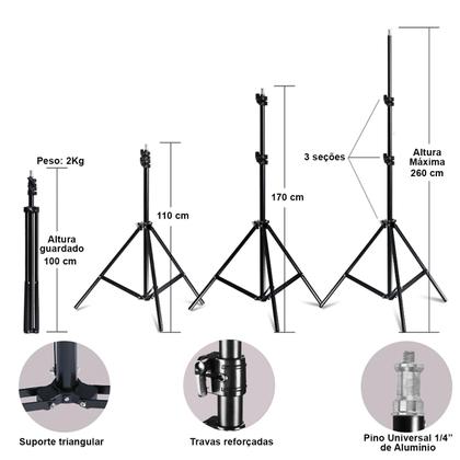 Imagem de Softbox Bowens Octagonal 120cm Godox Com Colmeia Grid + Tripé 2,60 Metros