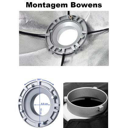 Imagem de Softbox Bowens Octagonal Godox 95cm Com Grid Colmeia + Tripé 2,4 Metros Greika