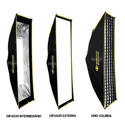 Imagem de Softbox Com Grid 30x120cm Dobrável Greika Strip Estreito Encaixe Bowens