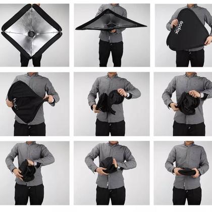 Imagem de Softbox com Grid 60x60 Godox para Flash Speedlite Ensaio Externo + Tripé