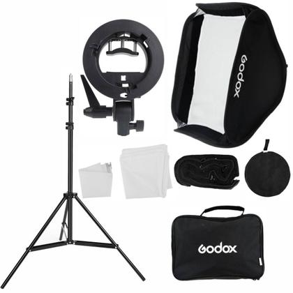 Imagem de Softbox com Grid 60x60 Godox para Flash Speedlite Ensaio Externo + Tripé