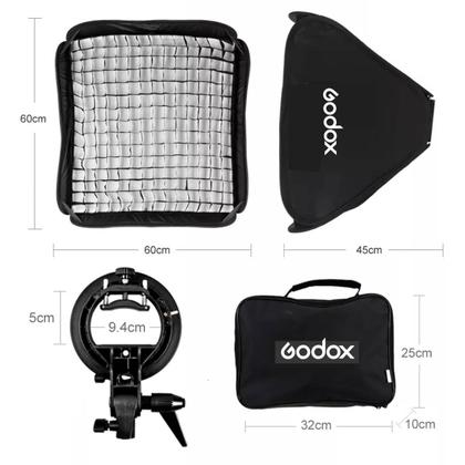 Imagem de Softbox com Grid 60x60 Godox para Flash Speedlite Ensaio Externo + Tripé