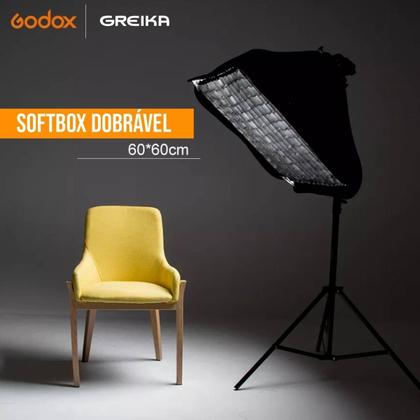 Imagem de Softbox com Grid 60x60 Godox para Flash Speedlite Ensaio Externo + Tripé