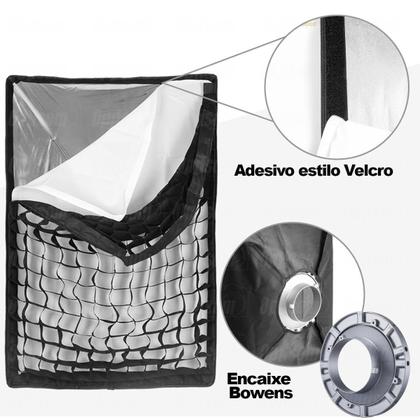 Imagem de Softbox Grid 60x60 Godox Com Tripé 2m Para Flash Speedlite V1 Ad200 Ml60
