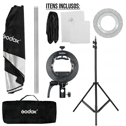 Imagem de Softbox Grid 60x60 Godox Com Tripé 2m Para Flash Speedlite V1 Ad200 Ml60