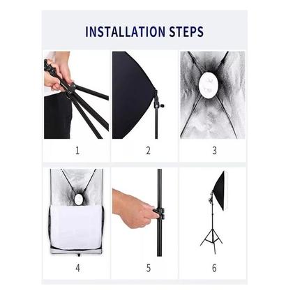 Imagem de Softbox Luz contínua 50x70cm Soquete e27 - Kit com Tripé