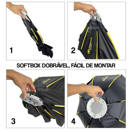 Imagem de Softbox Octa Com Grid Greika 65cm Dobrável Encaixe Bowens
