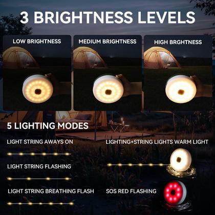 Imagem de Solar Camping String Lights MDCMLKS 12m com 8 modos de iluminação