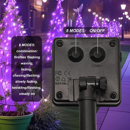 Imagem de Solar String Lights ANGMLN 200LED 8 modos impermeáveis roxos