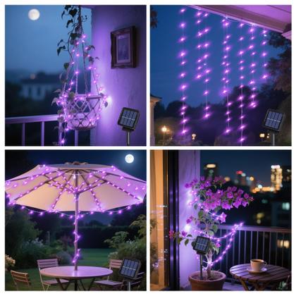 Imagem de Solar String Lights ANGMLN 200LED 8 modos impermeáveis roxos