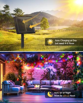 Imagem de Solar String Lights Brightown 480 LED 12 m, multicolorido, pacote com 2