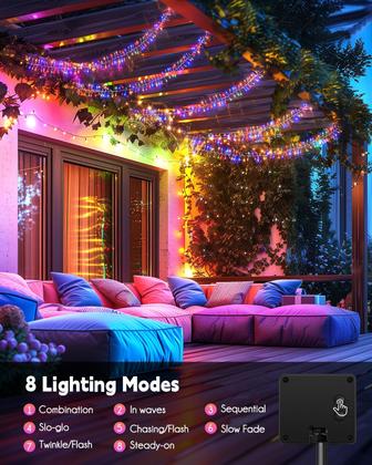 Imagem de Solar String Lights Brightown 480 LED 12 m, multicolorido, pacote com 2