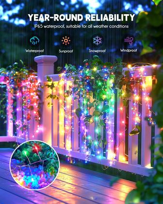Imagem de Solar String Lights Brightown 480 LED 12 m, multicolorido, pacote com 2