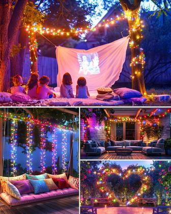 Imagem de Solar String Lights Brightown 480 LED 12 m, multicolorido, pacote com 2