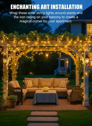 Imagem de Solar String Lights Brightown 4x33 pés 400 LED 8 modos branco quente