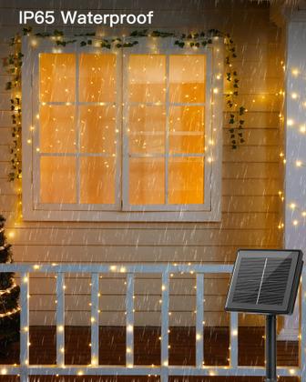 Imagem de Solar String Lights Brightown 4x33 pés 400 LED 8 modos branco quente