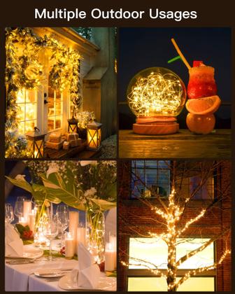 Imagem de Solar String Lights Brightown 4x33 pés 400 LED 8 modos branco quente