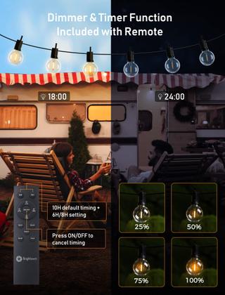 Imagem de Solar String Lights Brightown 58FT com 26 lâmpadas LED remotas