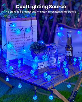 Imagem de Solar String Lights Brightown Blue 60 LED 11 m à prova d'água