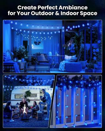 Imagem de Solar String Lights Brightown Blue 60 LED 11 m à prova d'água