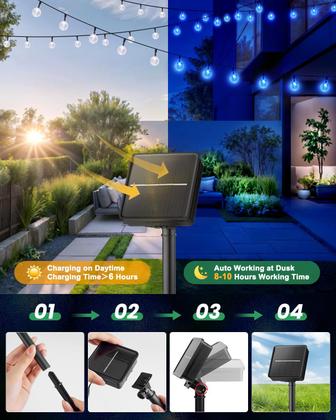 Imagem de Solar String Lights Brightown Blue 60 LED 11 m à prova d'água