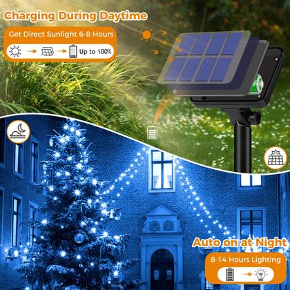 Imagem de Solar String Lights btfarm 160LED 20m, 8 modos, azul, pacote com 2