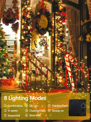 Imagem de Solar String Lights EEW 400 LED, pacote com 4, impermeável, 8 modos