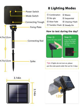 Imagem de Solar String Lights EEW 600 LED 8 modos à prova d'água, branco quente